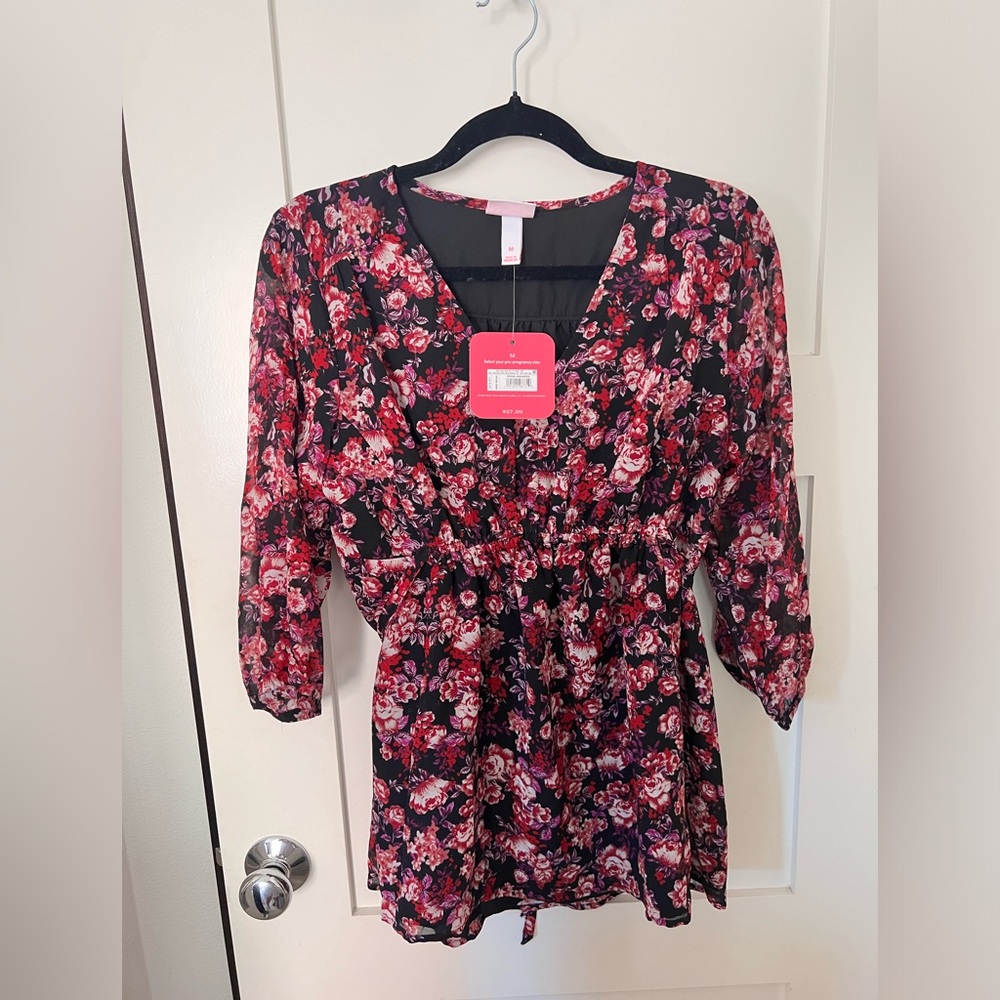 Floral maternity blouse